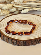 Bracelet de dentition /bracelet de cheville bébé ambre ovale cognac