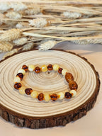 Bracelet de dentition/bracelet de cheville baroque cognac/lait