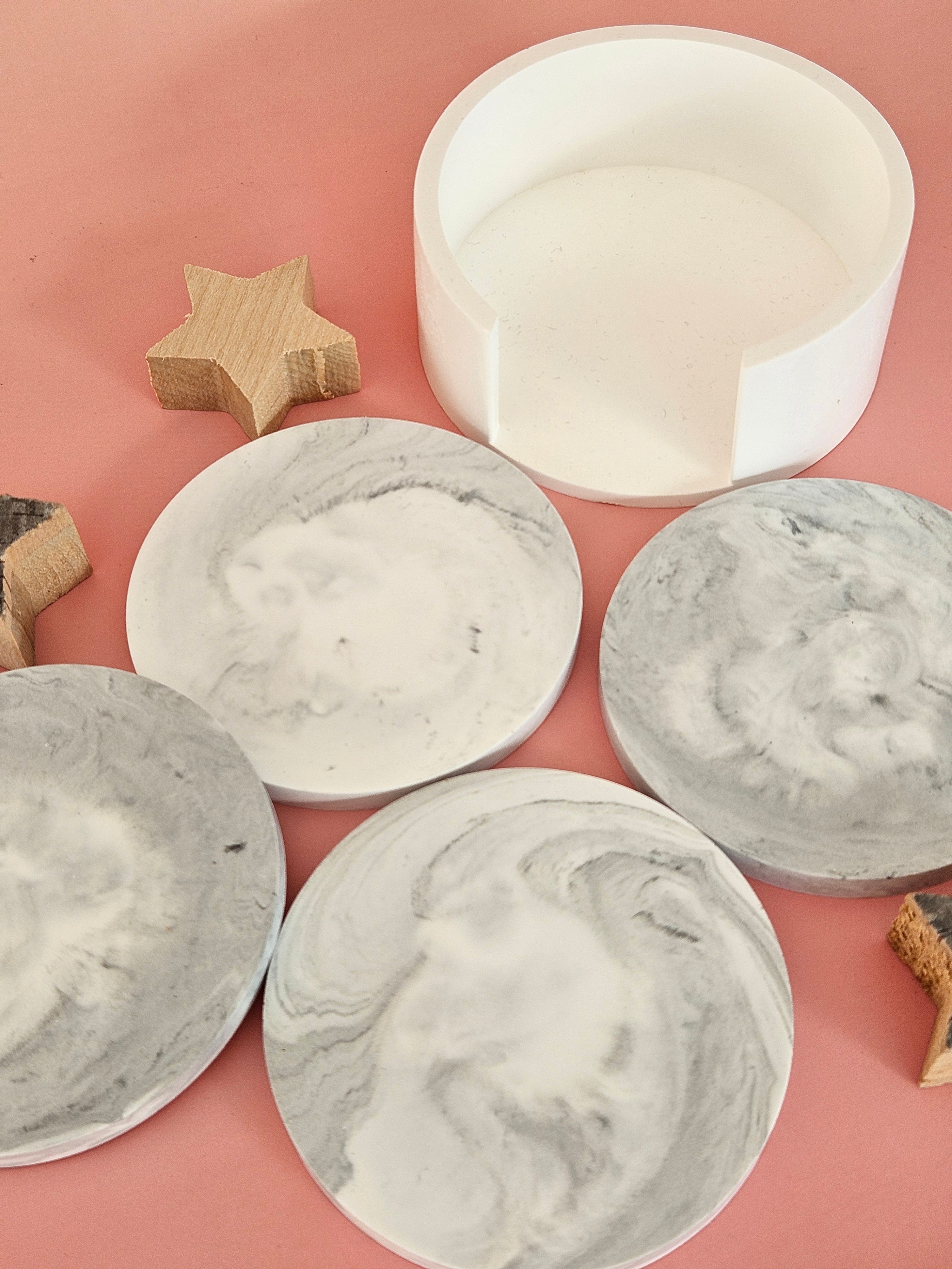 Service 4 sous verres marbré