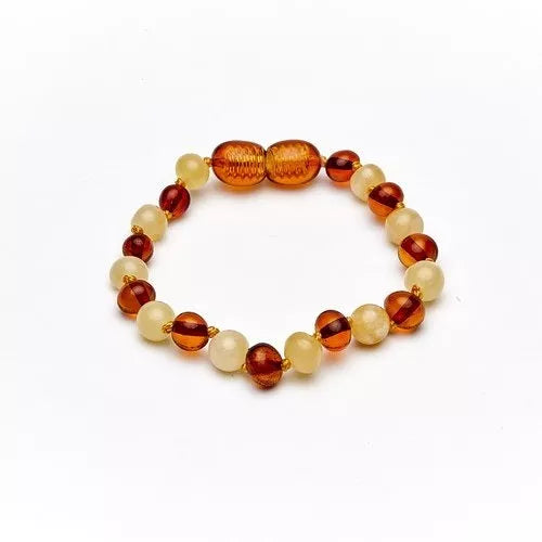 Bracelet de dentition/bracelet de cheville baroque cognac/lait