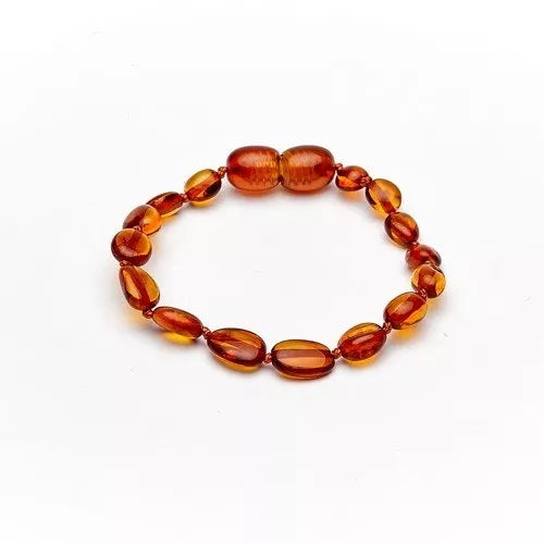Bracelet de dentition /bracelet de cheville bébé ambre ovale cognac